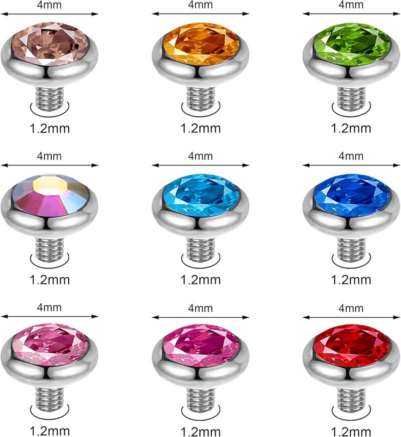 AccGin Store Surgical Steel Dermal Piercing Jewelry Tops for Women Men Cubic Zirconia Micro Dermal Anchor Tops Base Dermal Piercing 3-20Pcs Dermal Piercing Kit Hypoallergenic - Image 2